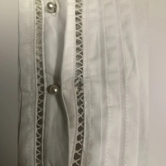 Zara White 100% Cotton Faux Pearl Buttons Voluminous Poplin Shirt Dress - Picture 12 of 12